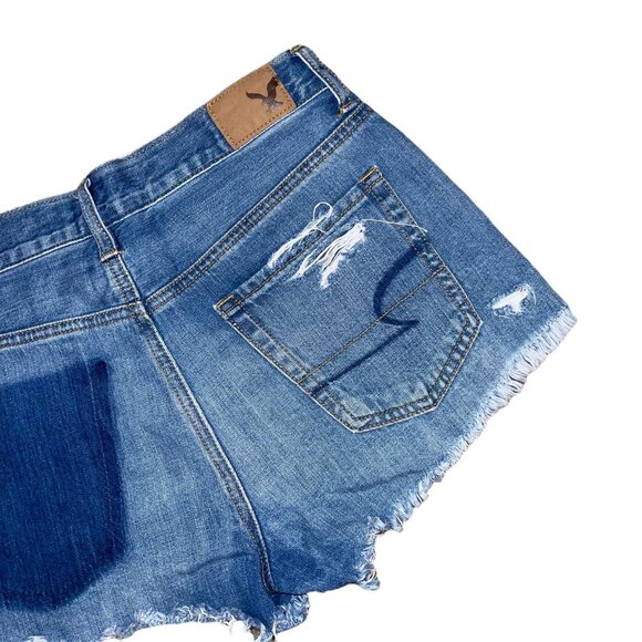 American Eagle Distressed Womens Shorts 2 Vintage Hi-Rise Festival Button Fly - Picture 7 of 8